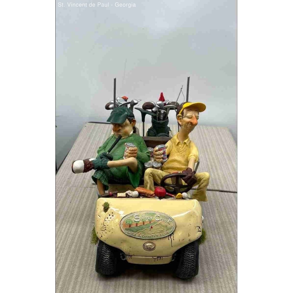 VTG 2005 Guillermo Forchino 'The Next Hole' Golf Cart Figurine Sculpture Damaged